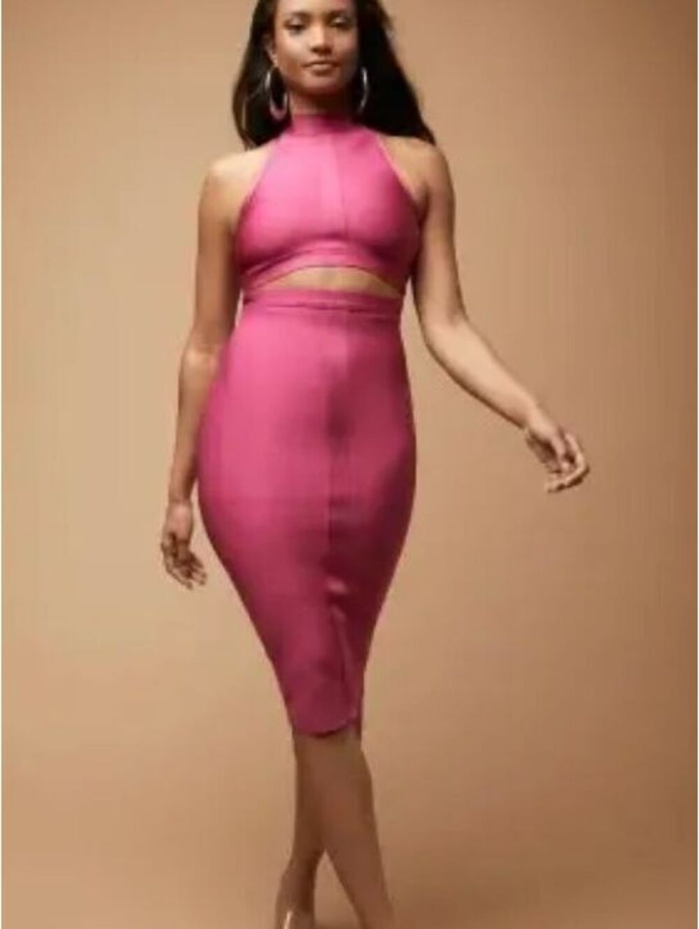 Herve Leger x Forever 21 Pink Bandage Midi Dress Cutout Bodycon XL